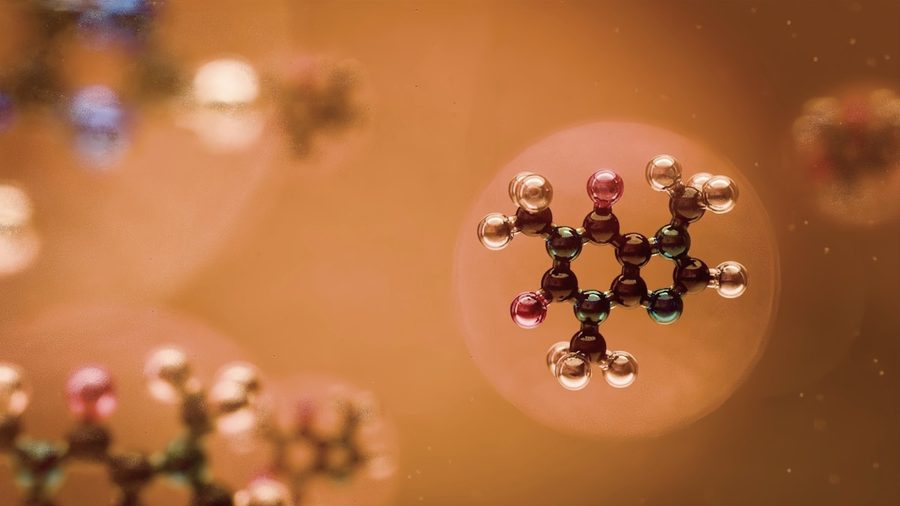 Illustrative depiction of a molecule, a reference to the peptides in the formula